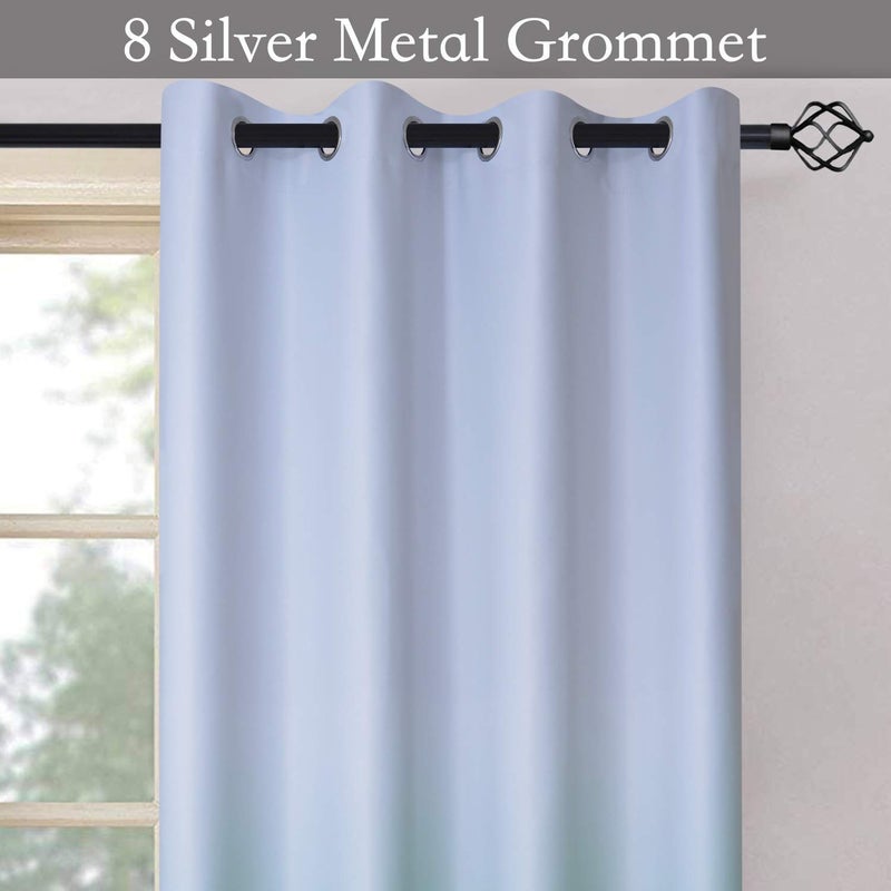SimpleHome Ombre Room Darkening Curtains for Bedroom, Light Blocking Gradient Grey White to Teal Thermal Insulated Grommet Window Curtains/Drapes for Living Room,2 Panels, 52x84 inches Length - Image 2